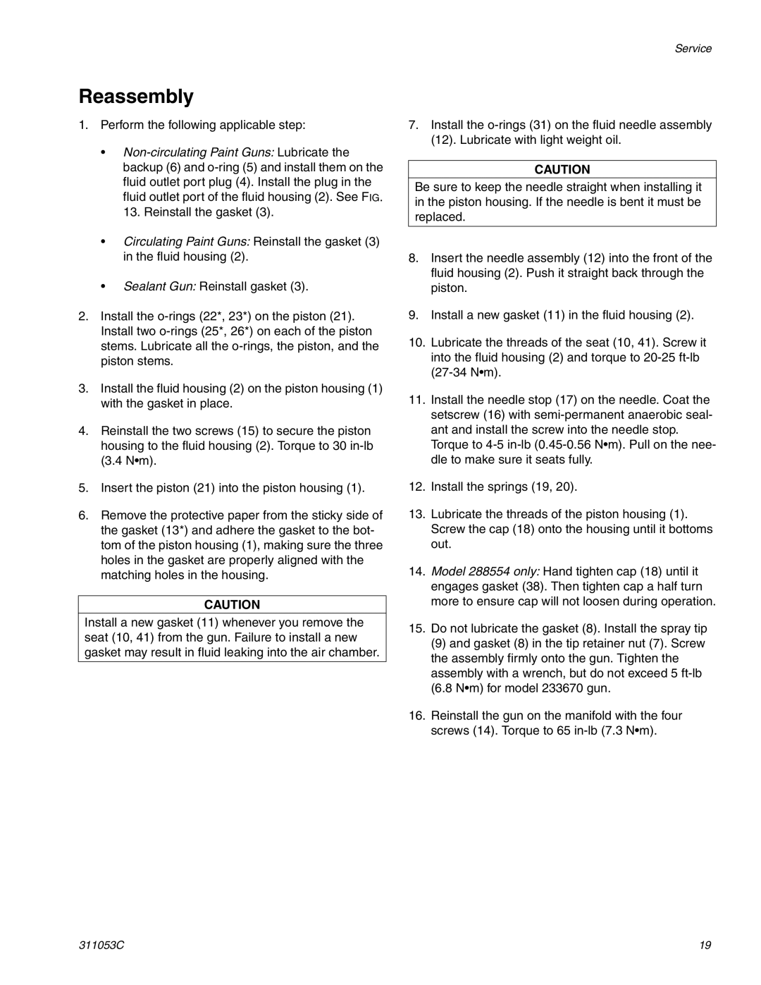 HP 288048 manual Reassembly 