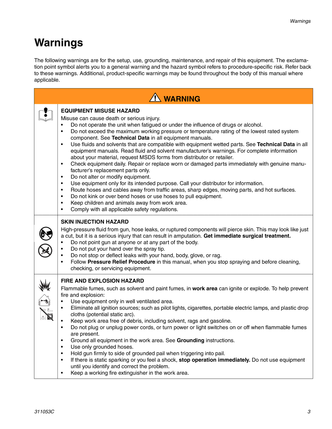 HP 288048 manual Equipment Misuse Hazard 