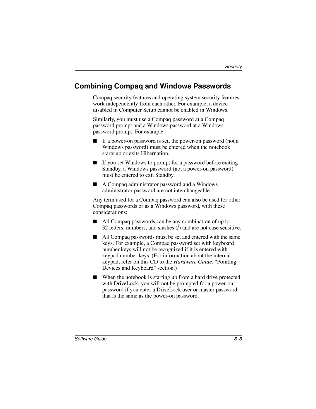 HP 2870AP, 2899AP, 2897AP, 2896AP, 2898AP, 2892AP, 2893AP, 2891AP, 2890AP, 2889AP, 2886AP Combining Compaq and Windows Passwords 