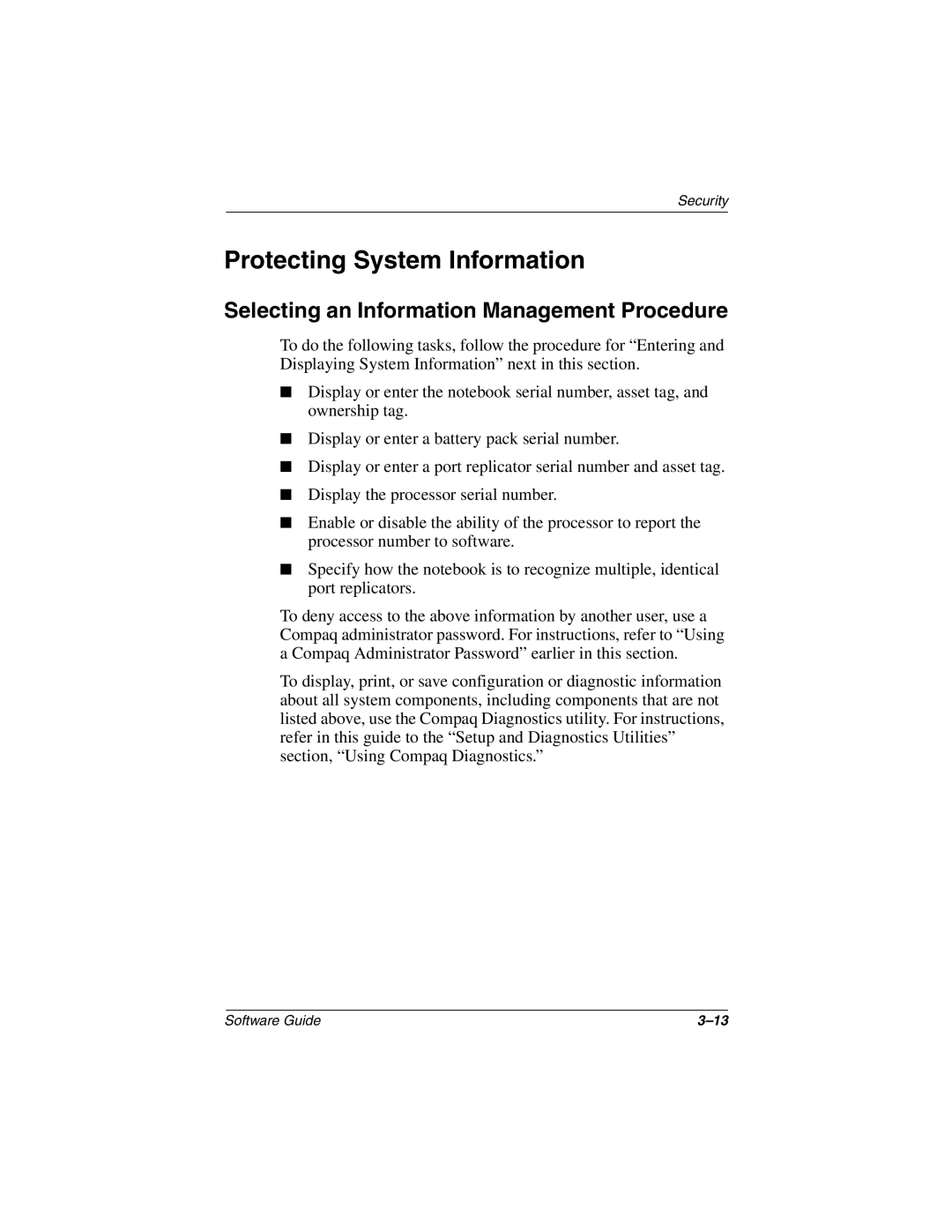 HP 2838TC, 2899AP, 2897AP, 2896AP, 2898AP, 2892AP Protecting System Information, Selecting an Information Management Procedure 