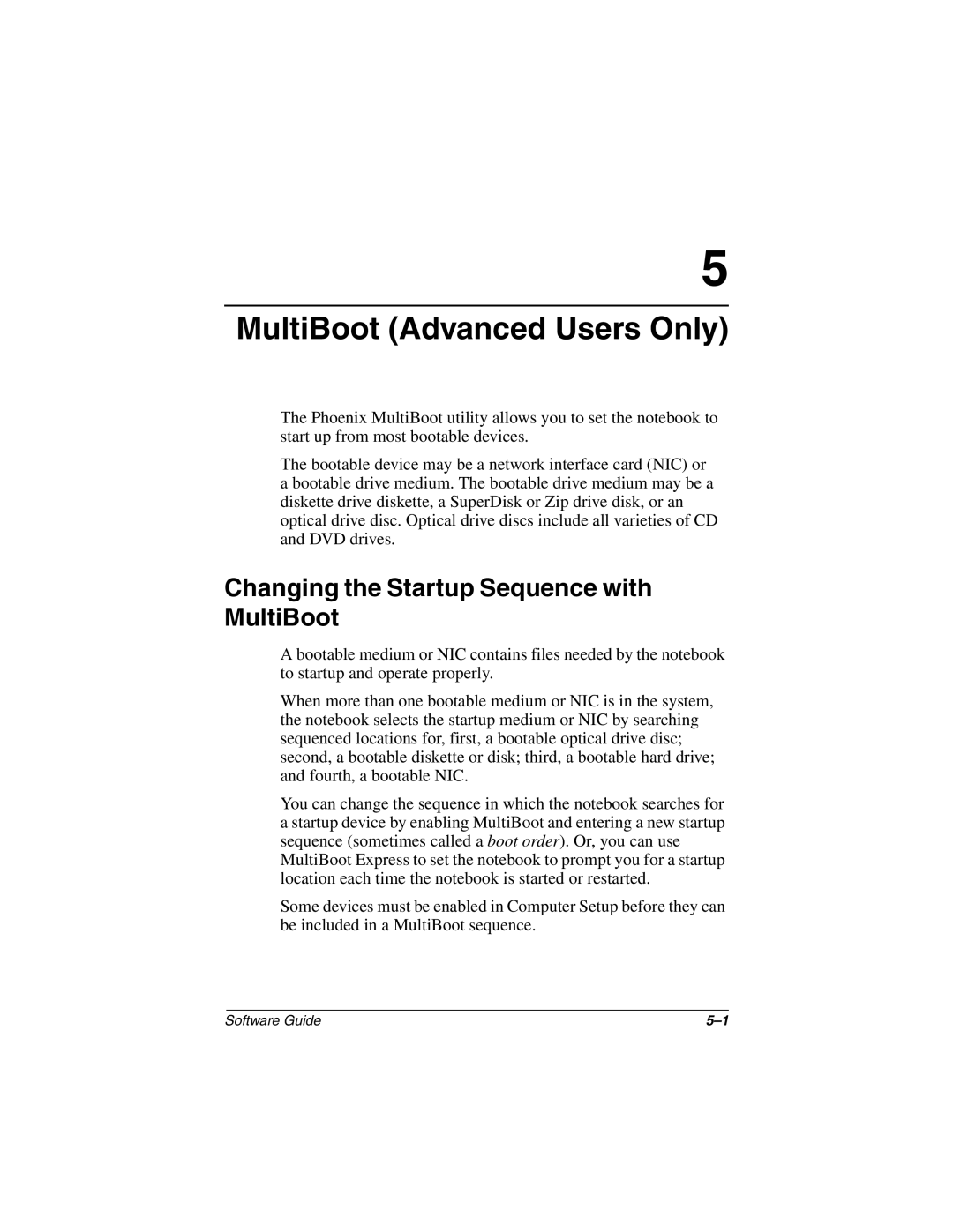 HP 2804TC, 2899AP, 2897AP, 2896AP, 2898AP, 2892AP MultiBoot Advanced Users Only, Changing the Startup Sequence with MultiBoot 