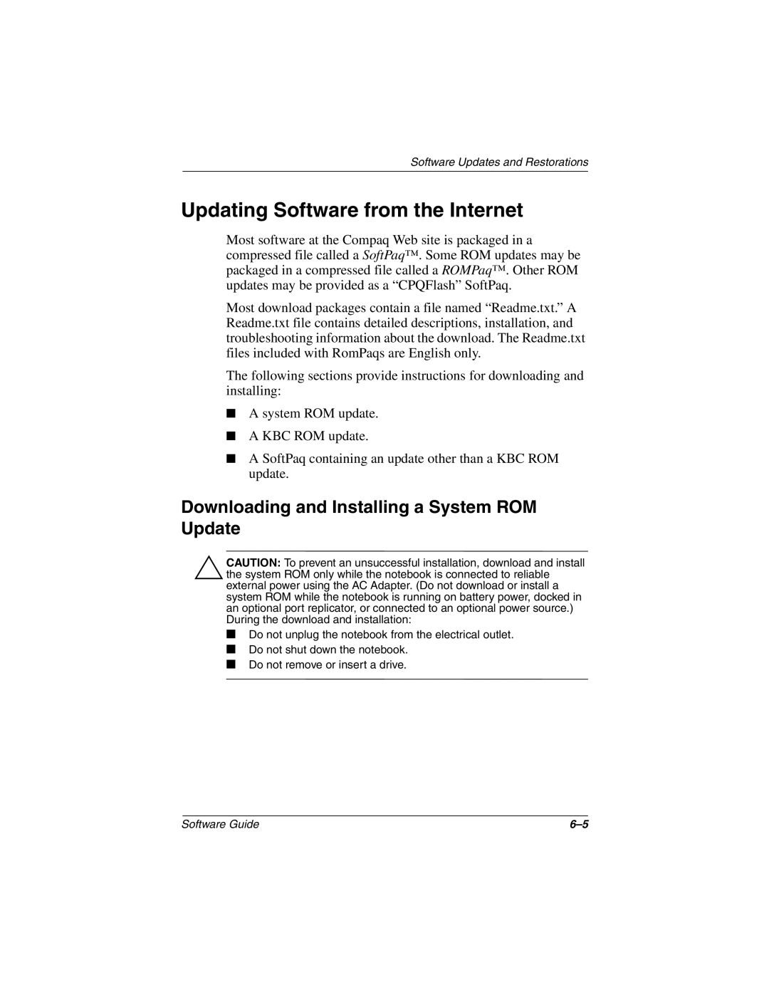 HP 2800US, 2899AP, 2897AP, 2896AP, 2898AP Updating Software from the Internet, Downloading and Installing a System ROM Update 