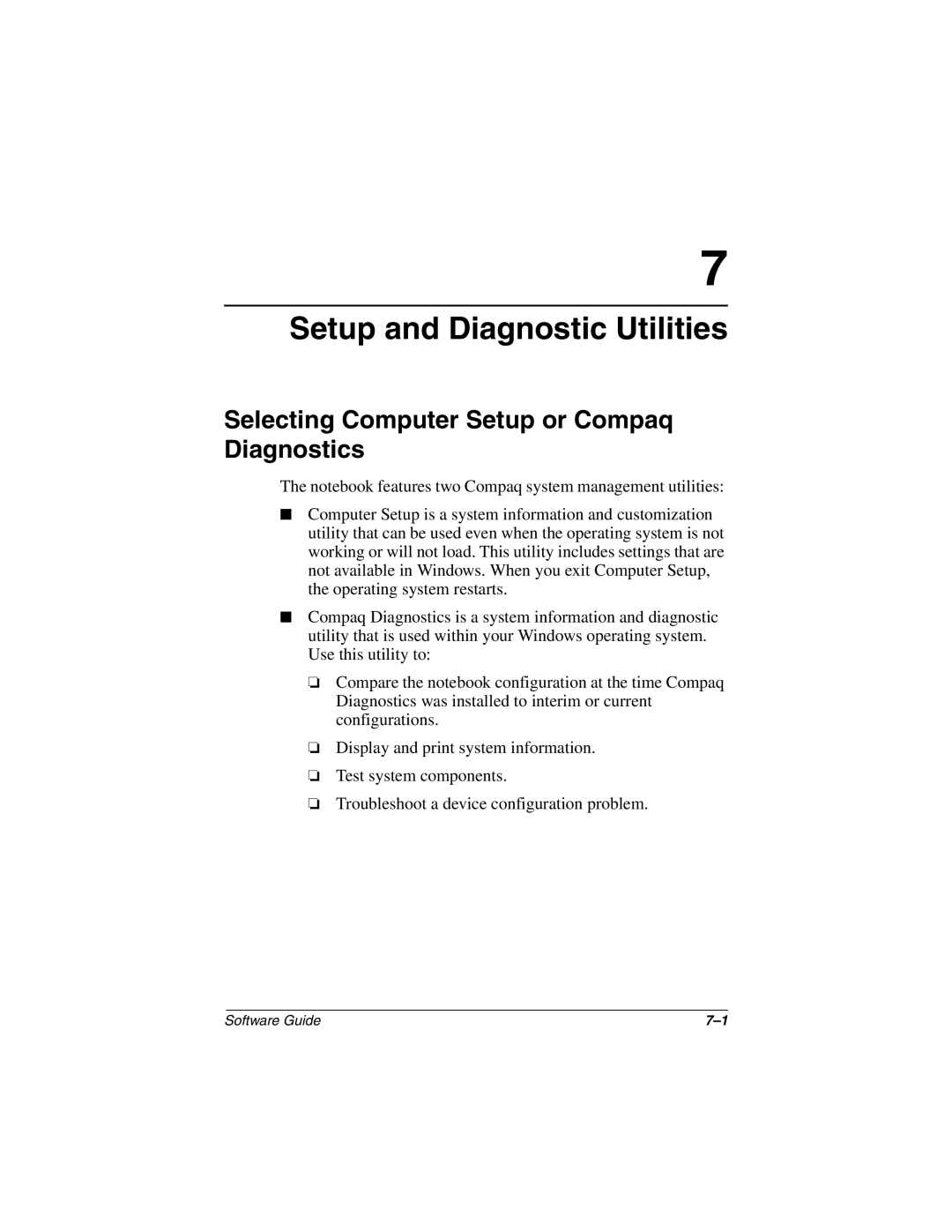 HP 2806AP, 2899AP, 2897AP, 2896AP, 2898AP manual Setup and Diagnostic Utilities, Selecting Computer Setup or Compaq Diagnostics 