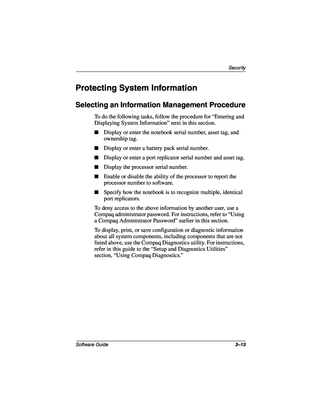 HP 2838TC, 2899AP, 2897AP, 2896AP, 2898AP, 2892AP Protecting System Information, Selecting an Information Management Procedure 