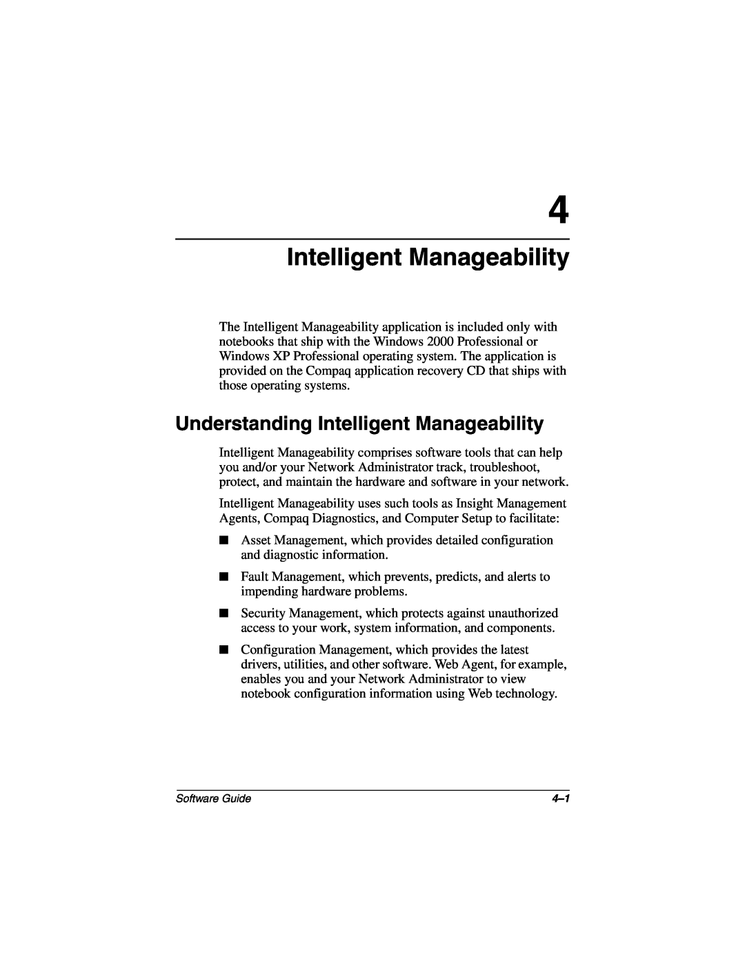 HP 2800AP, 2899AP, 2897AP, 2896AP, 2898AP, 2892AP, 2893AP, 2891AP, 2890AP, 2889AP manual Understanding Intelligent Manageability 