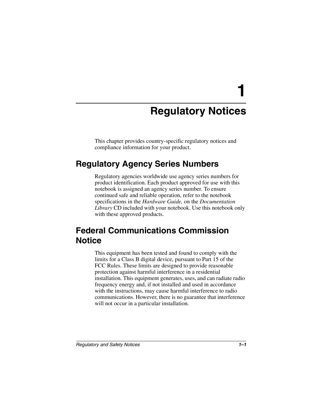 HP 2892AP, 2899AP, 2897AP, 2896AP, 2898AP, 2895AP Regulatory Agency Series Numbers, Federal Communications Commission Notice 