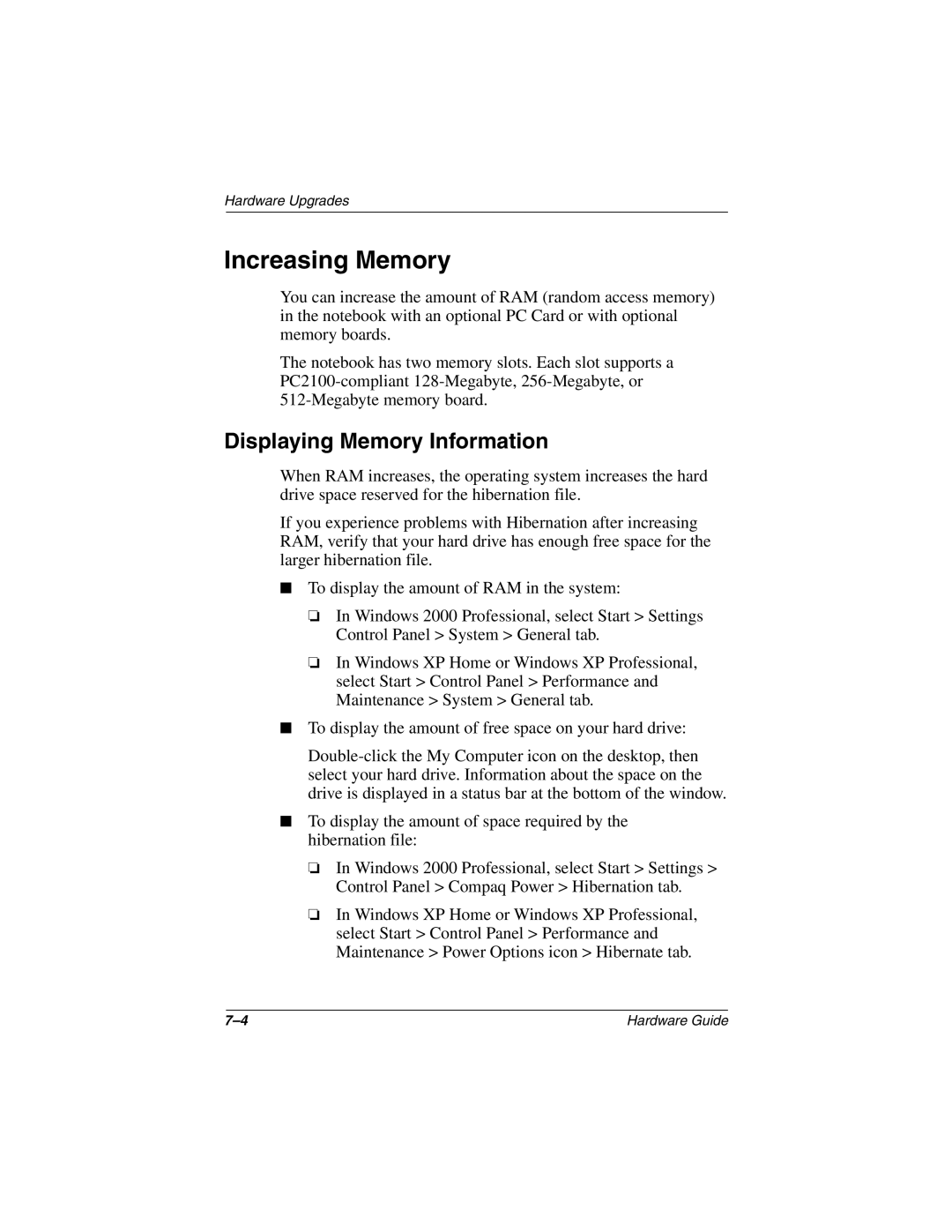 HP 2827AP, 2899AP, 2897AP, 2896AP, 2898AP, 2895AP, 2892AP, 2893AP, 2891AP, 2890AP Increasing Memory, Displaying Memory Information 