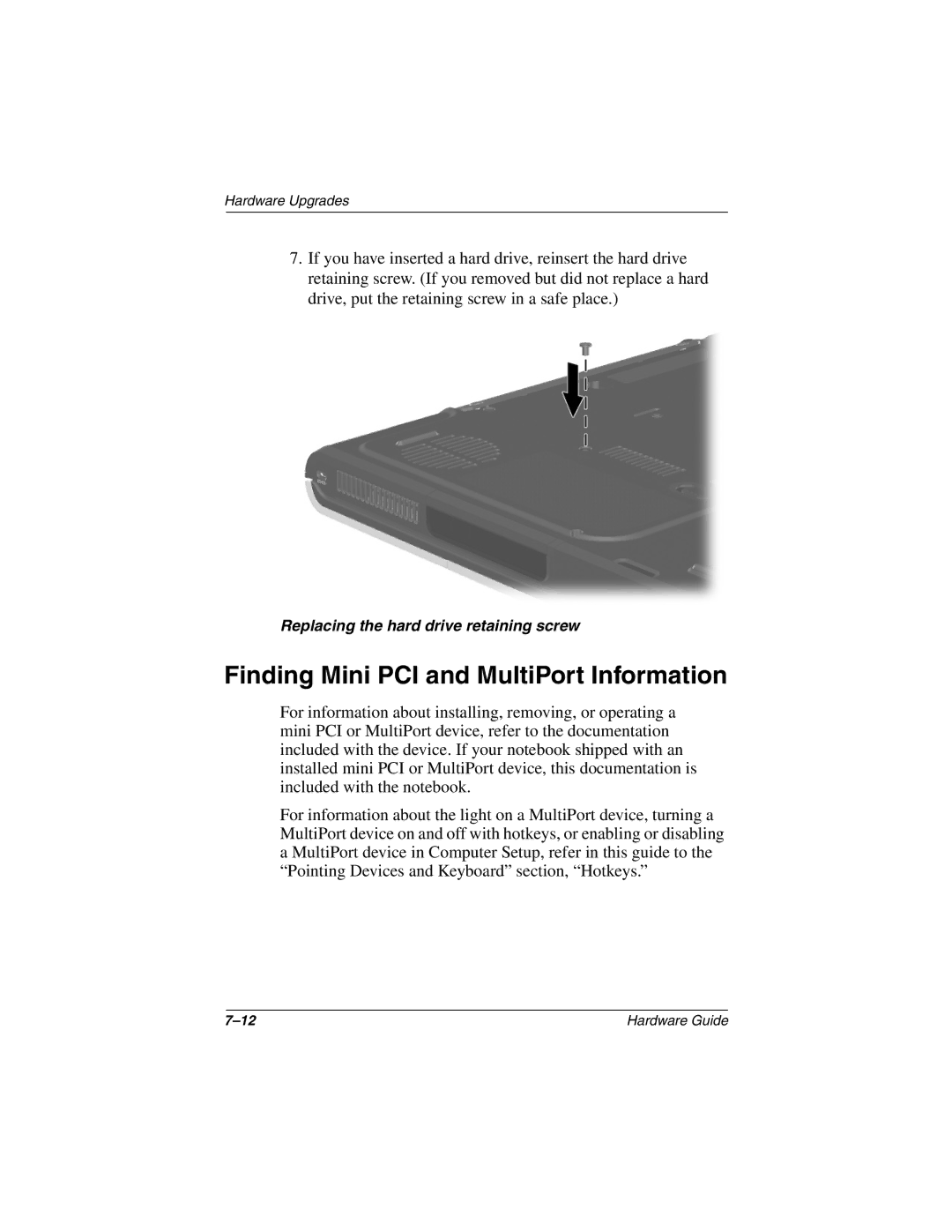 HP 2835EA, 2899AP, 2897AP, 2896AP, 2898AP, 2895AP, 2892AP, 2893AP, 2891AP, 2890AP manual Finding Mini PCI and MultiPort Information 