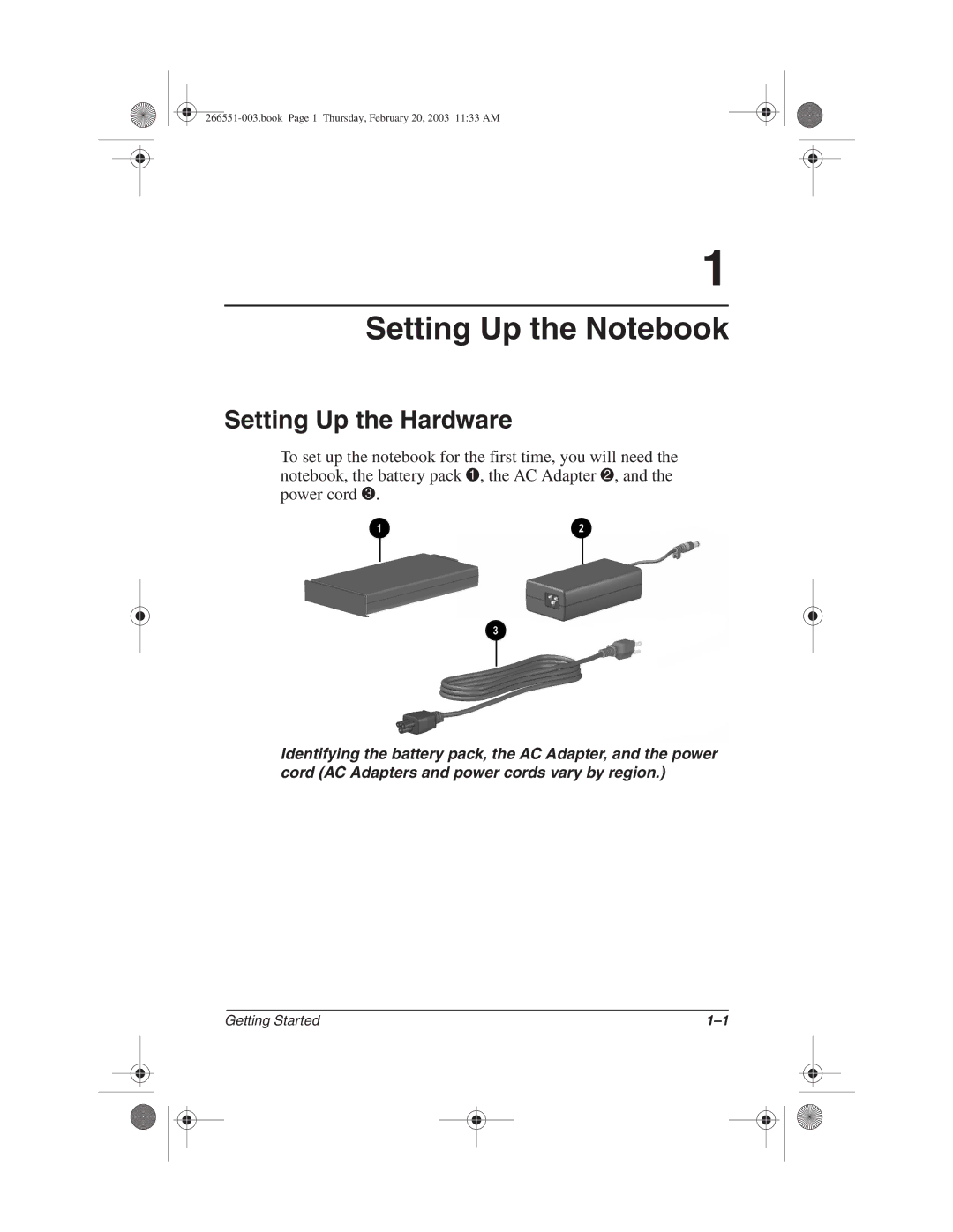 HP 2885AP, 2899AP, 2897AP, 2898AP, 2895AP, 2892AP, 2893AP, 2891AP, 2894AP, 2889AP Setting Up the Notebook, Setting Up the Hardware 