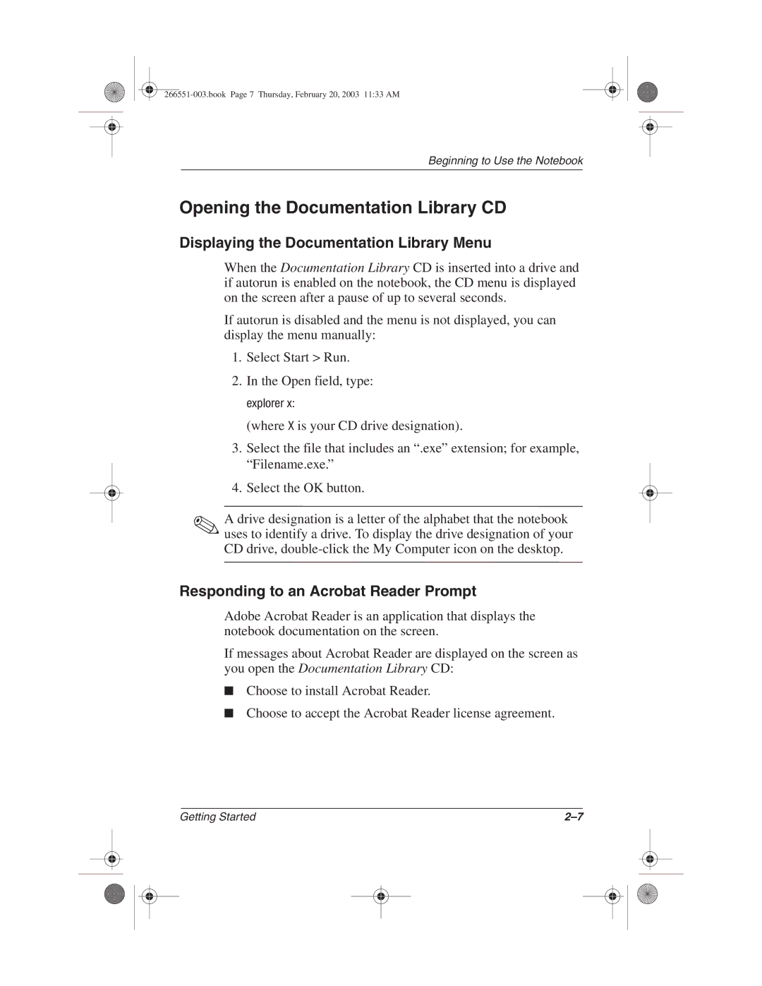 HP 2840AP, 2899AP, 2897AP, 2898AP, 2895AP Opening the Documentation Library CD, Displaying the Documentation Library Menu 