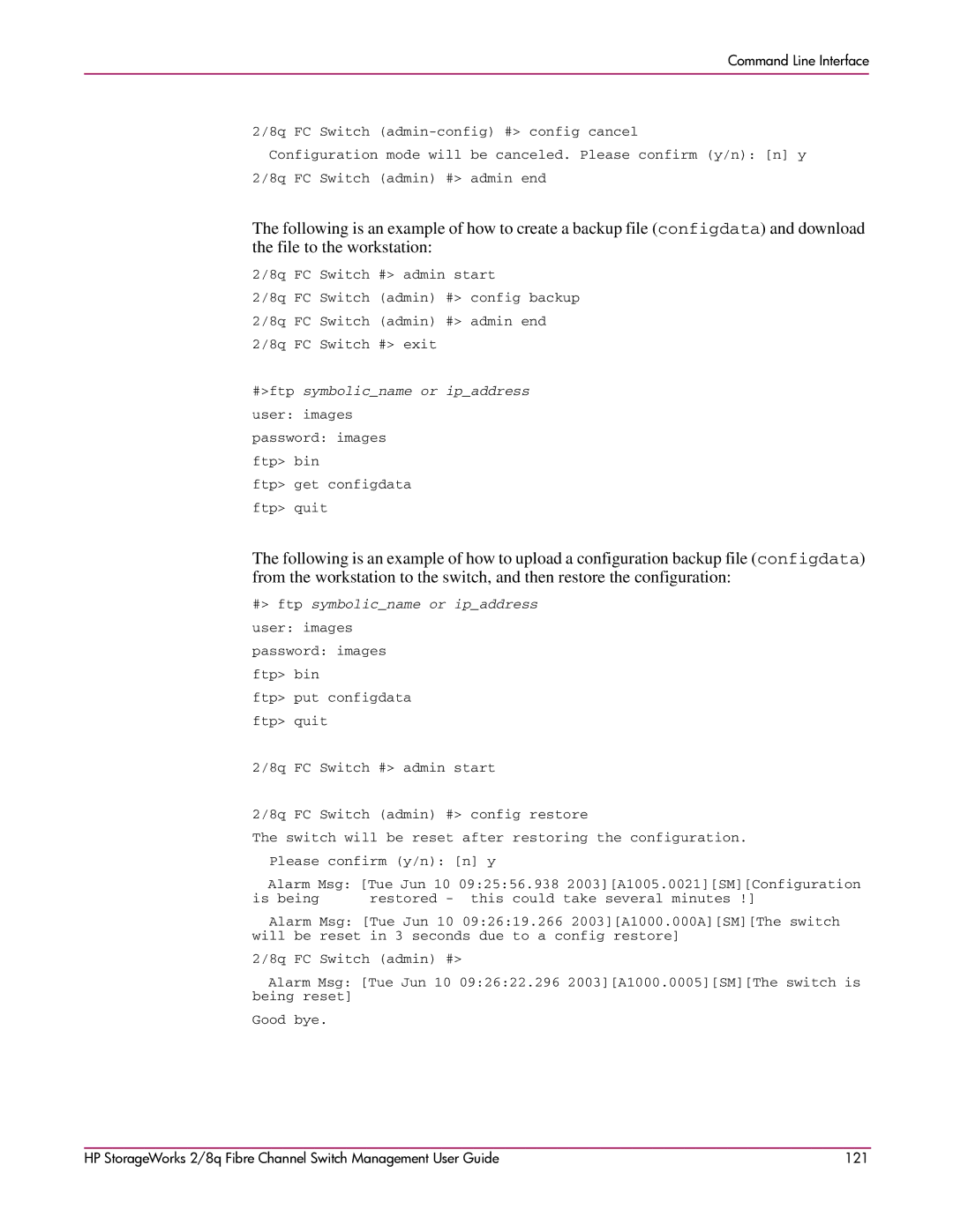 HP 2/8q Fibre Channel manual #ftp symbolicname or ipaddress user images 