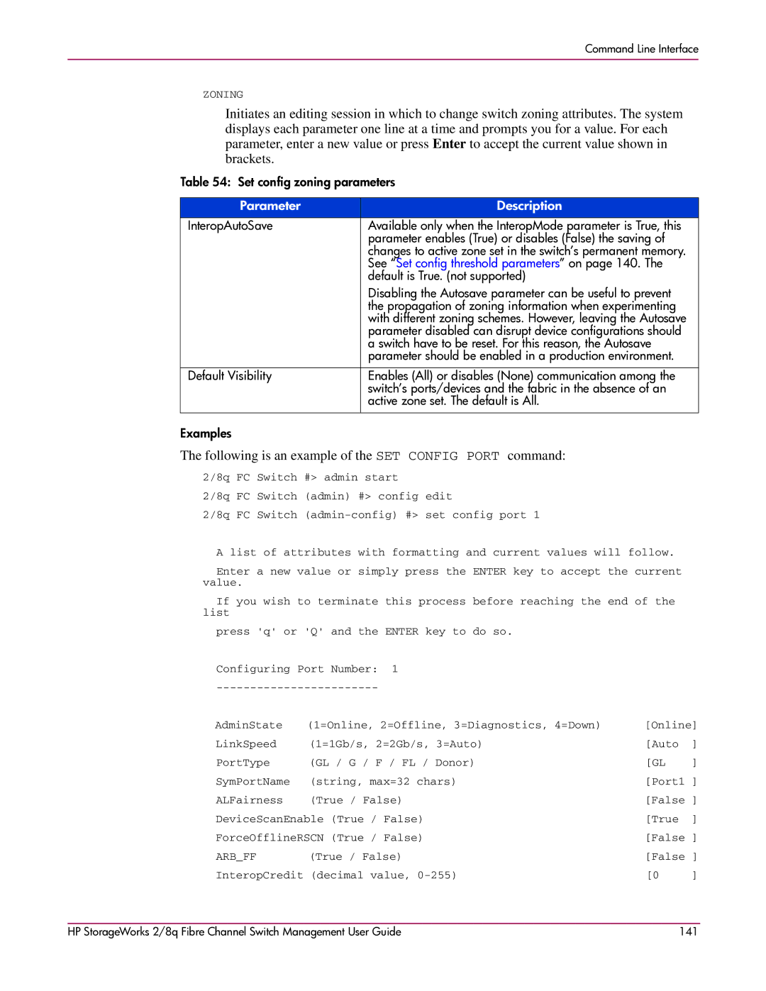 HP 2/8q Fibre Channel manual See Set config threshold parameters on page 140 