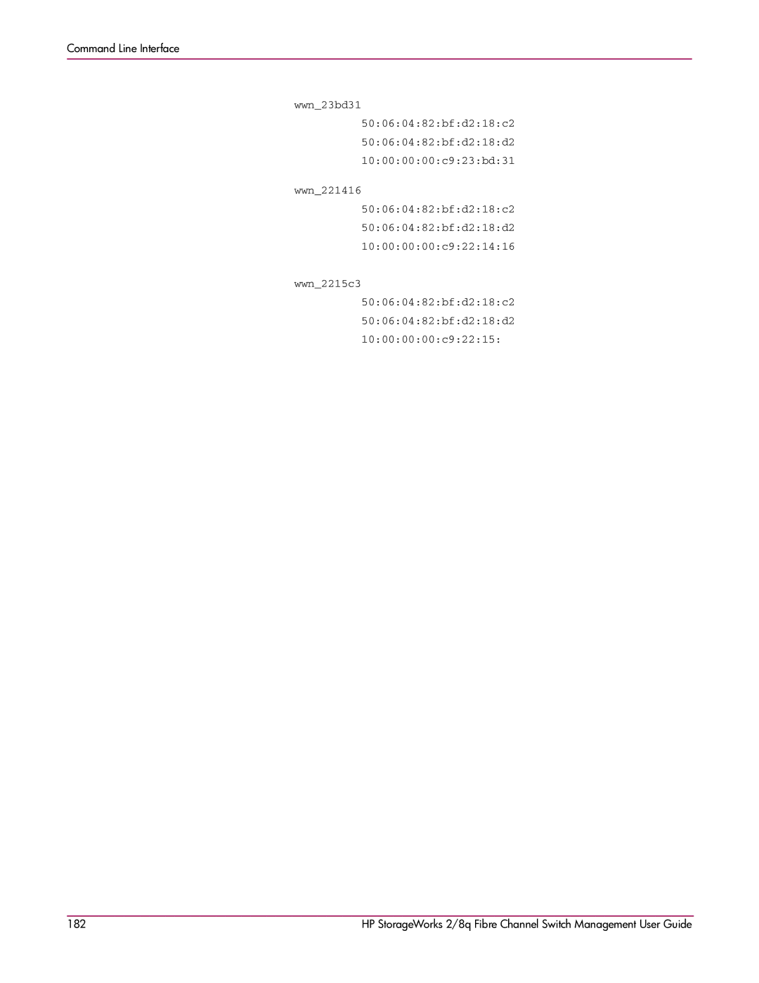 HP 2/8q Fibre Channel manual Command Line Interface 