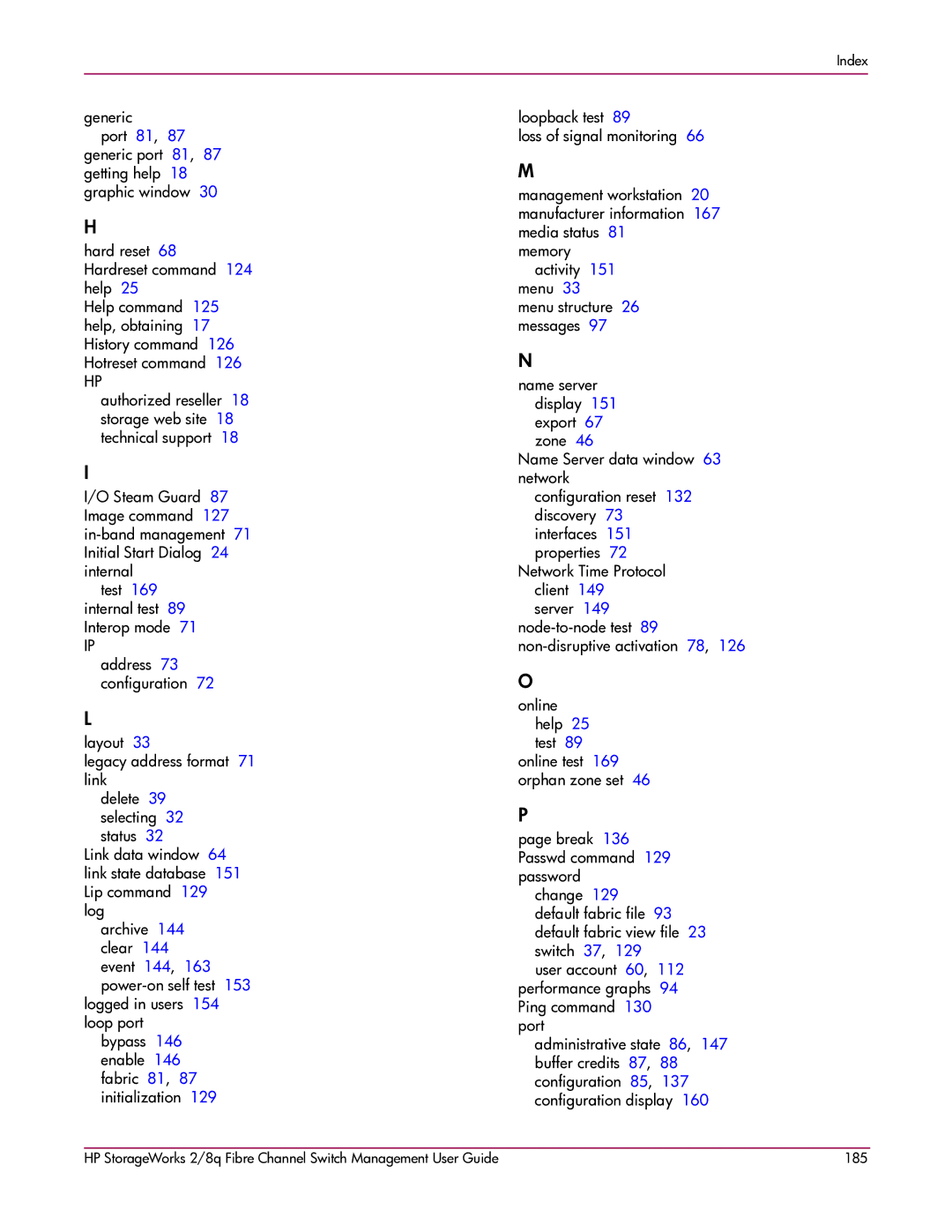 HP 2/8q Fibre Channel manual Index 