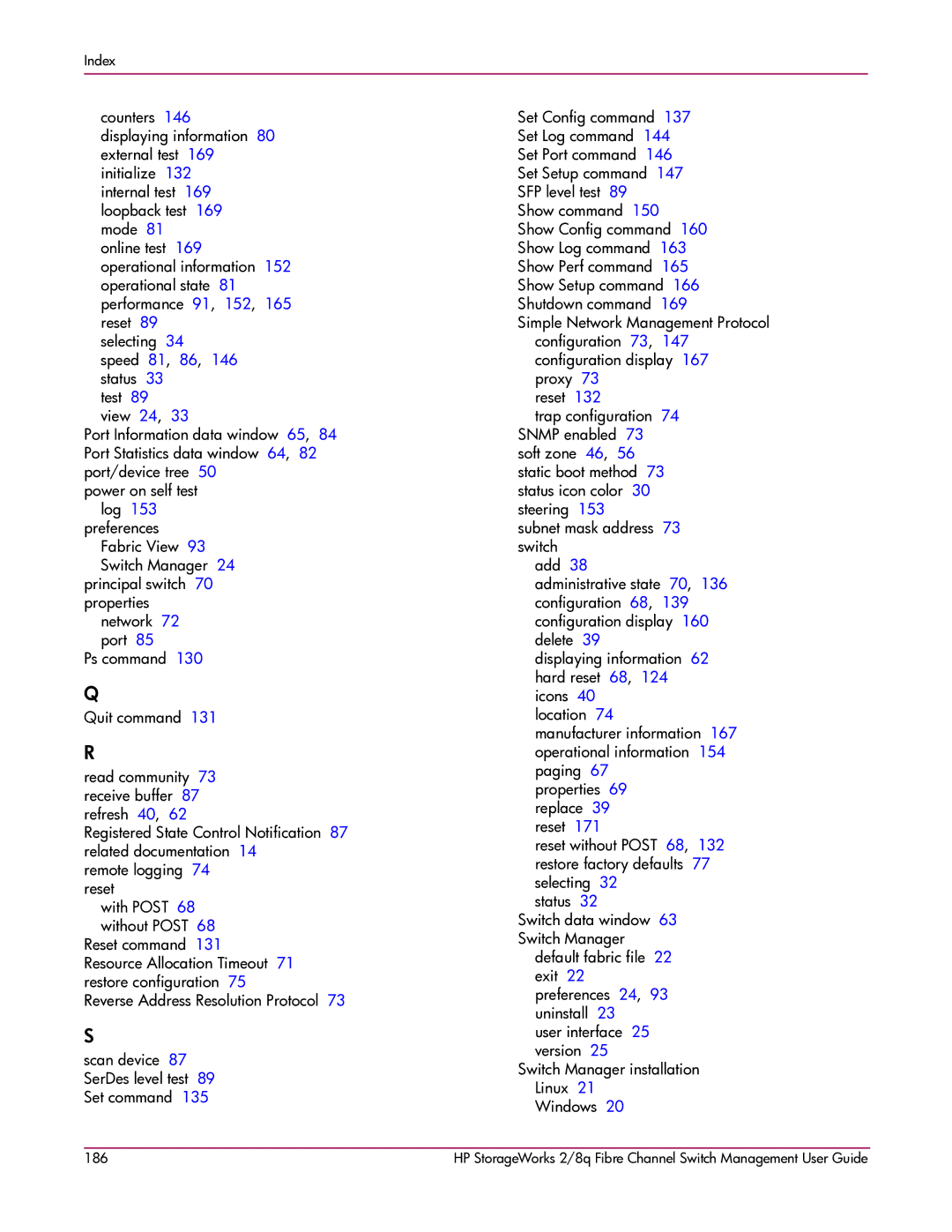 HP 2/8q Fibre Channel manual 186 