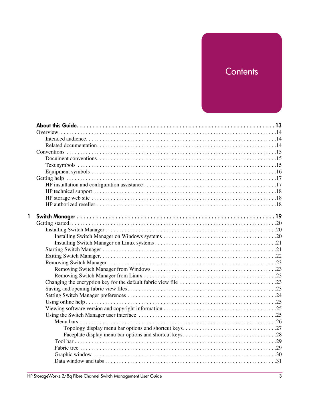 HP 2/8q Fibre Channel manual Contents 