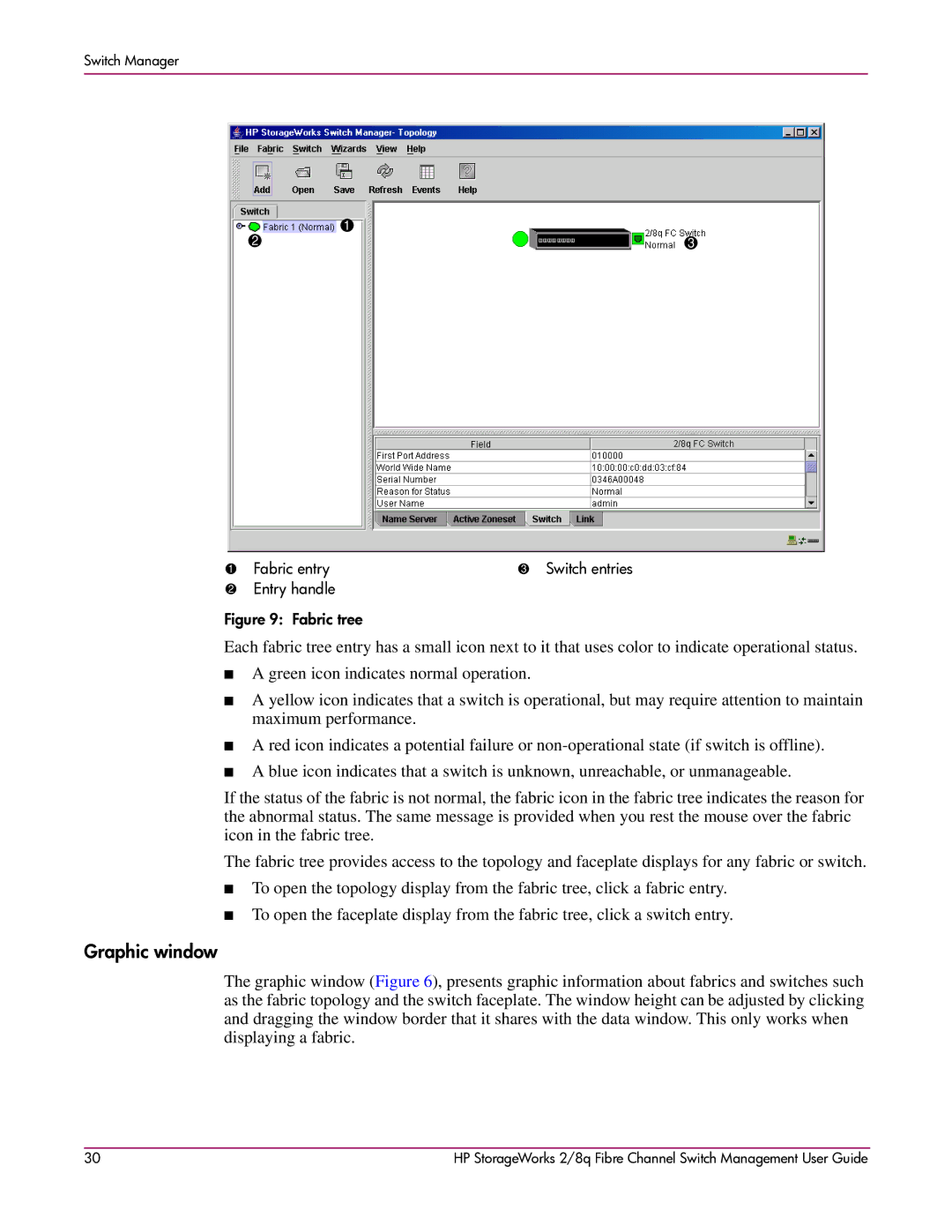 HP 2/8q Fibre Channel manual Graphic window 