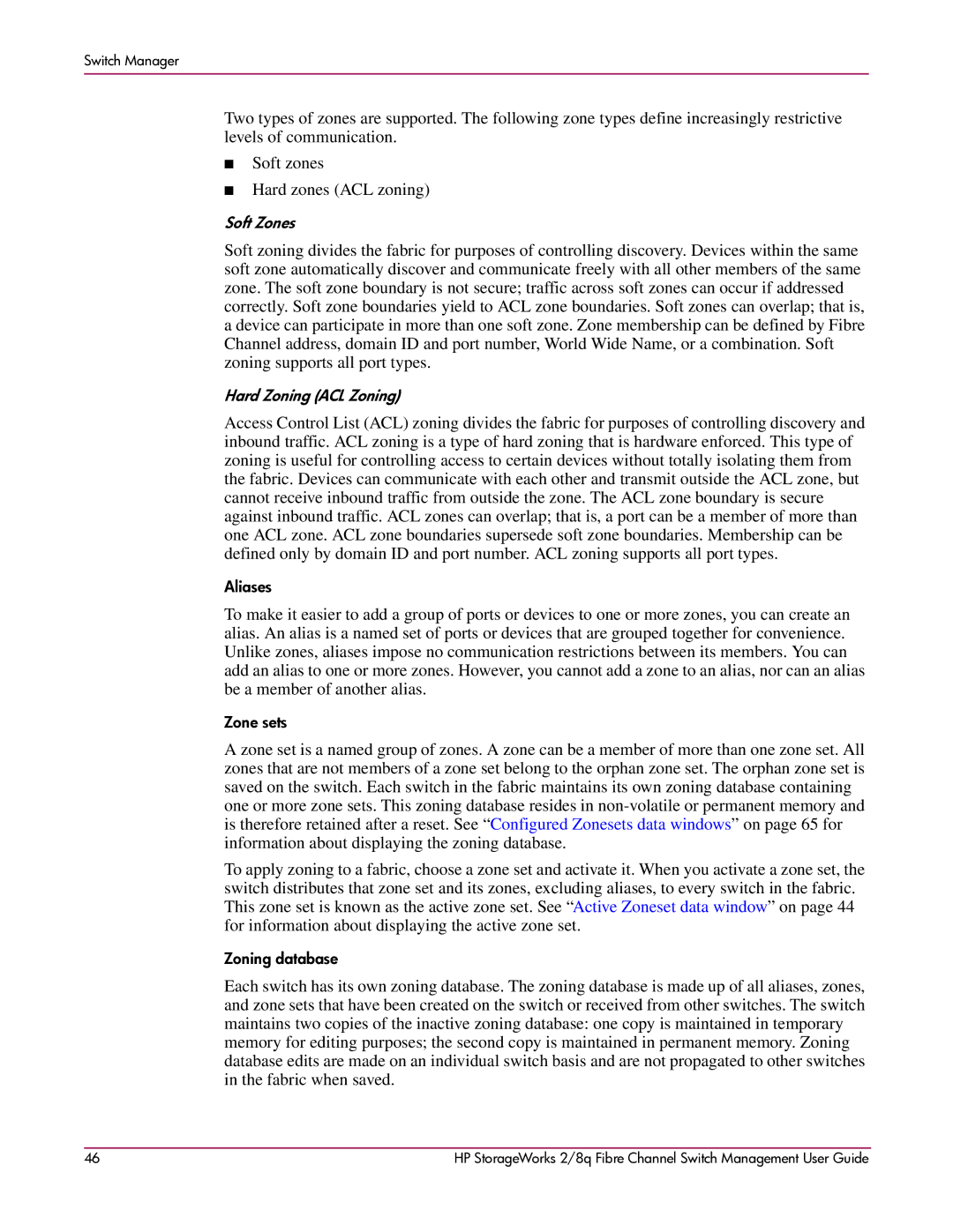 HP 2/8q Fibre Channel manual Soft Zones 