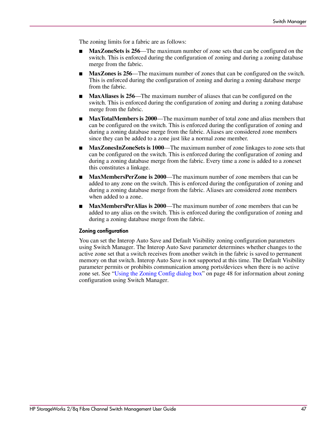 HP 2/8q Fibre Channel manual Zoning configuration 