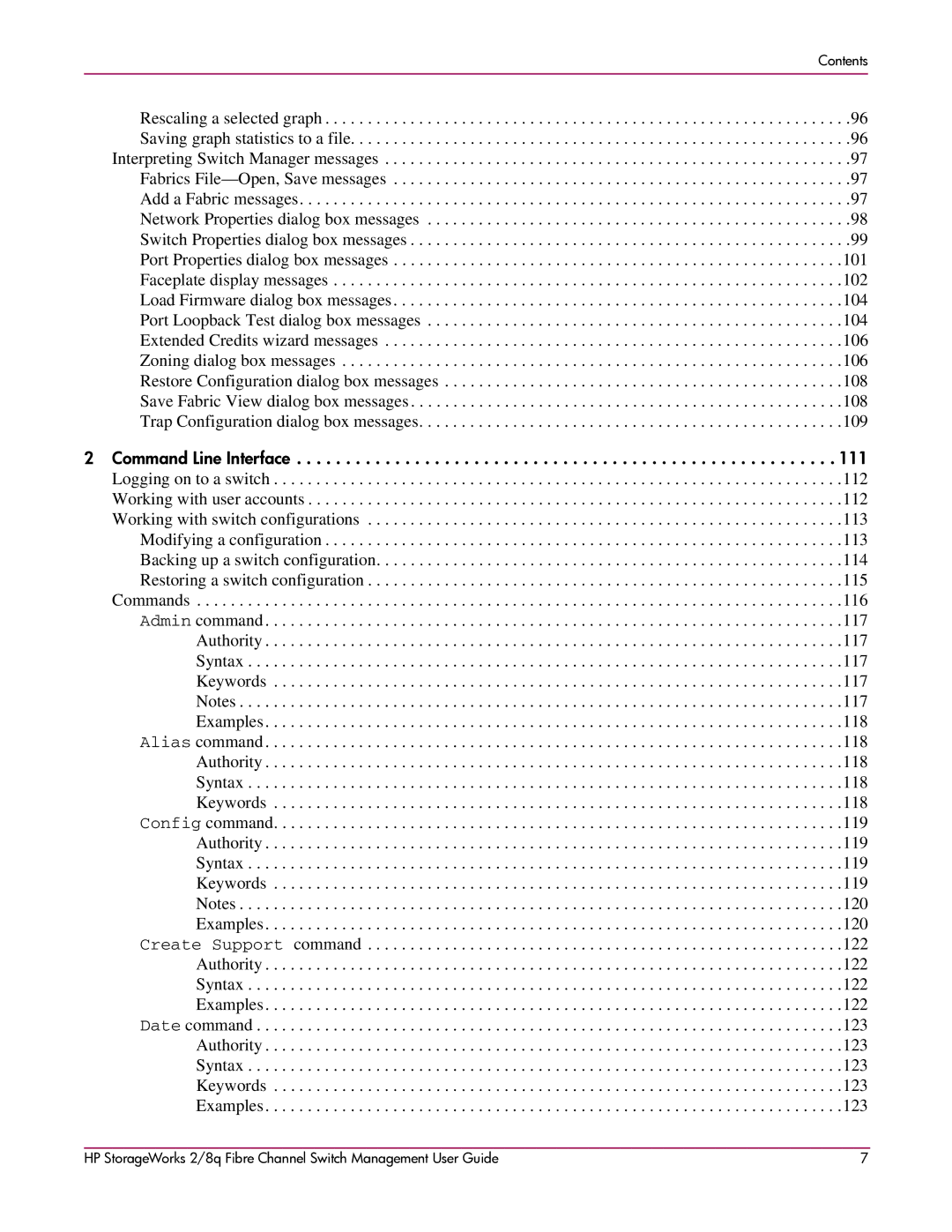 HP 2/8q Fibre Channel manual Contents 