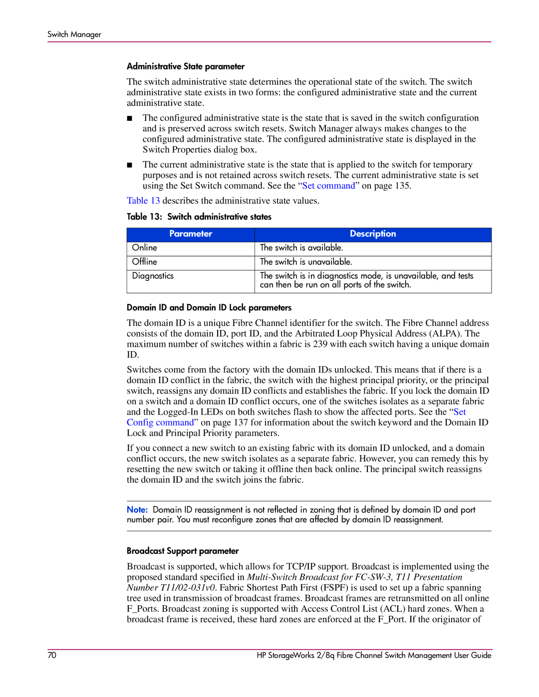 HP 2/8q Fibre Channel manual Parameter Description 