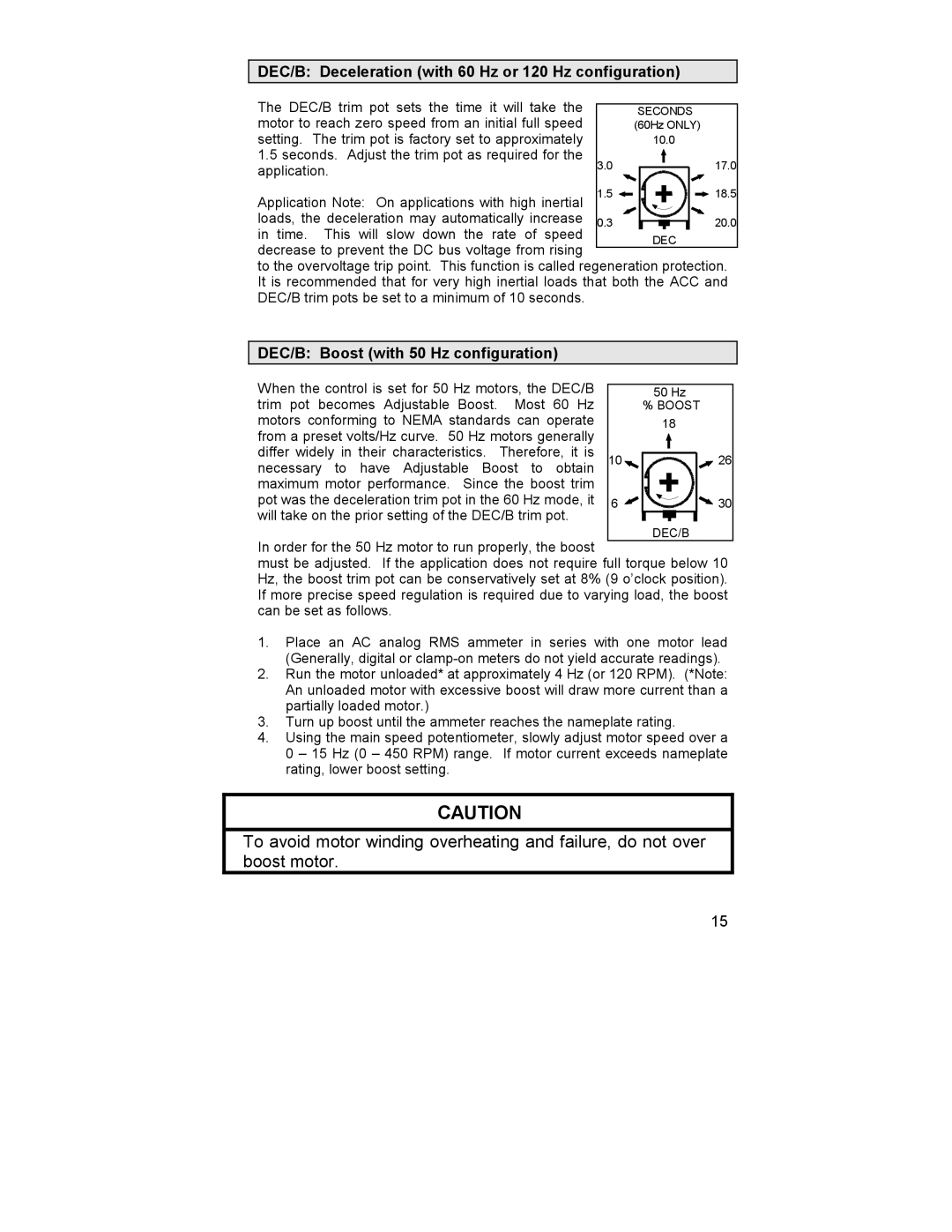 HP 2995 manual DEC/B Deceleration with 60 Hz or 120 Hz configuration 