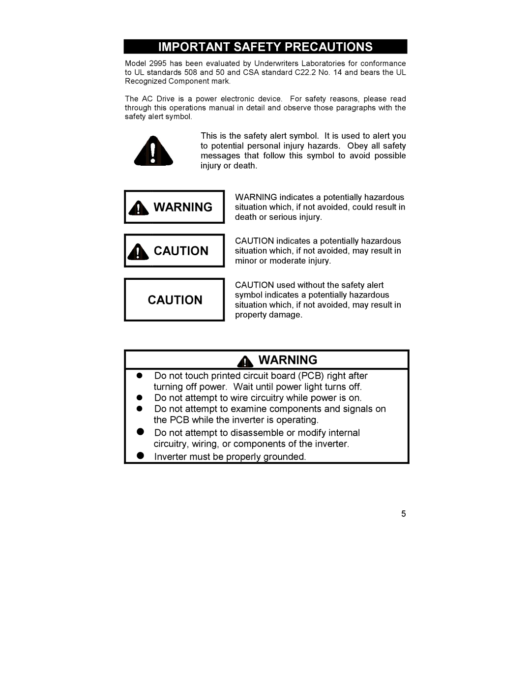 HP 2995 manual Important Safety Precautions 