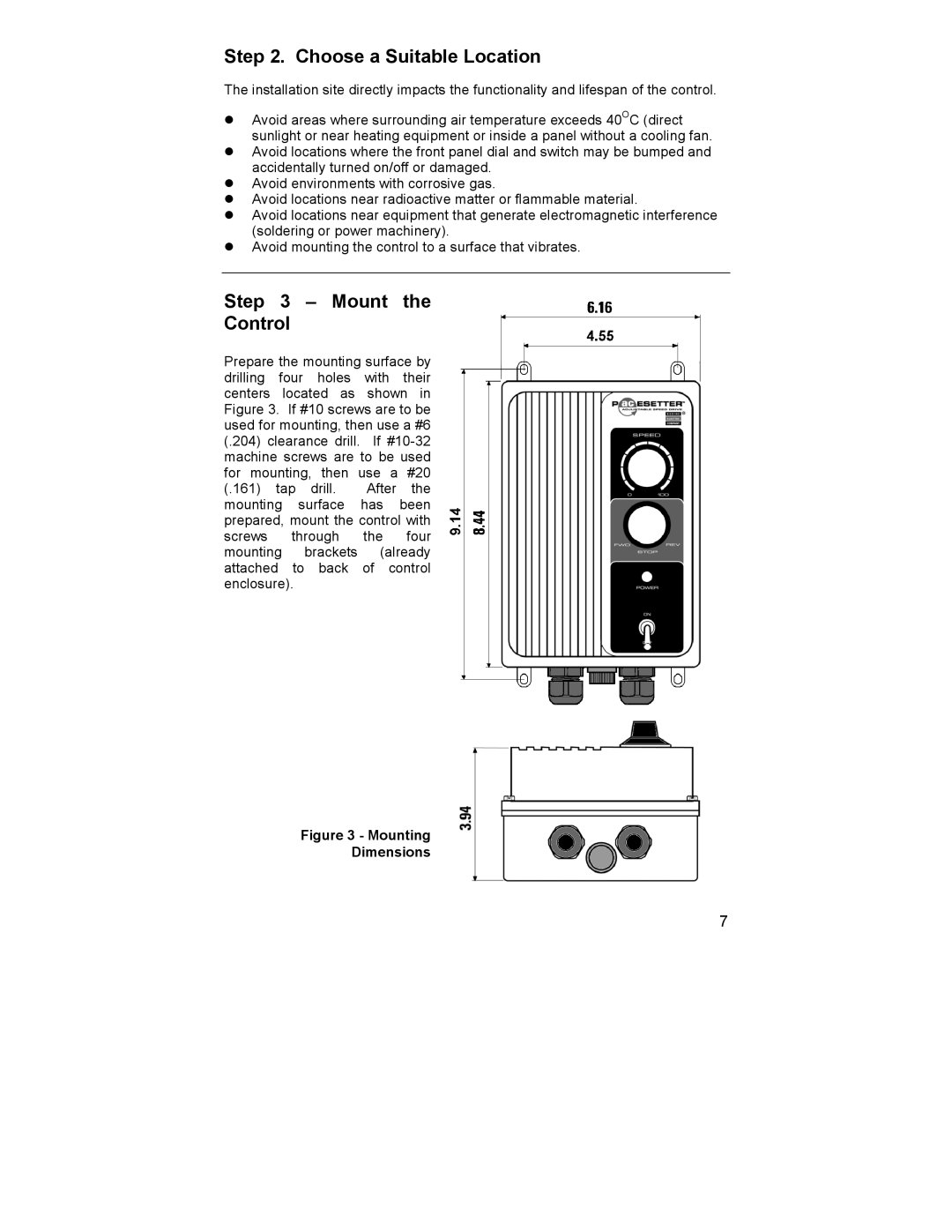 HP 2995 manual Choose a Suitable Location, Mount Control 