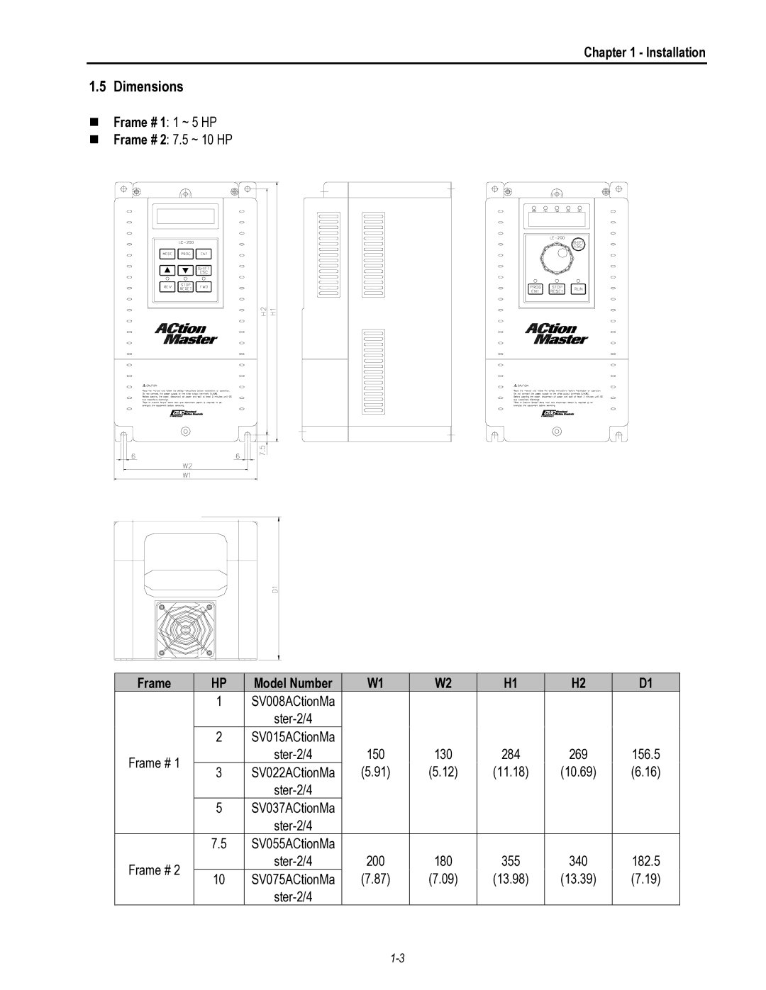 HP 30 30 manual Dimensions, Frame 