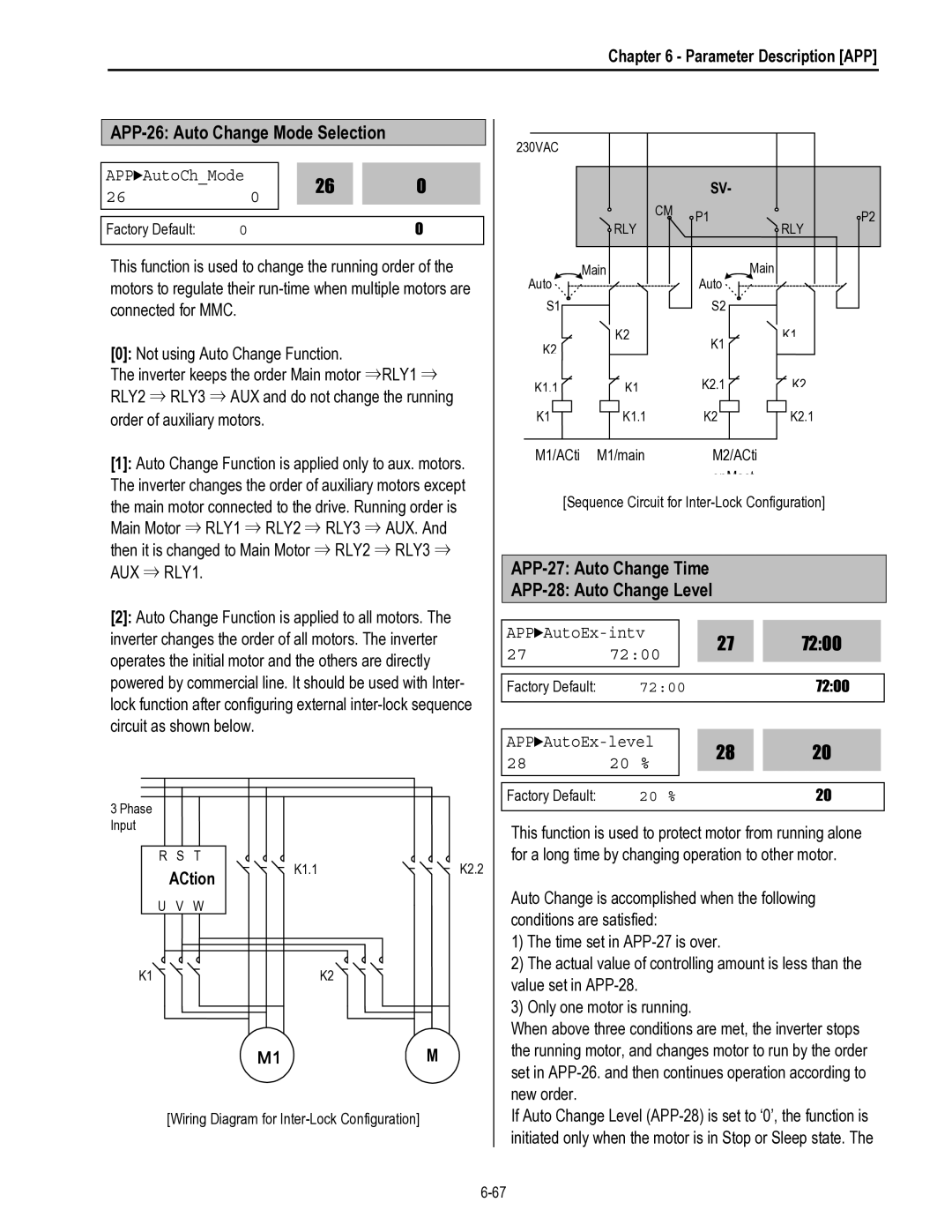 HP 30 30 manual APP-26 Auto Change Mode Selection, APP-27 Auto Change Time APP-28 Auto Change Level, 7200, ACtion, M1M 