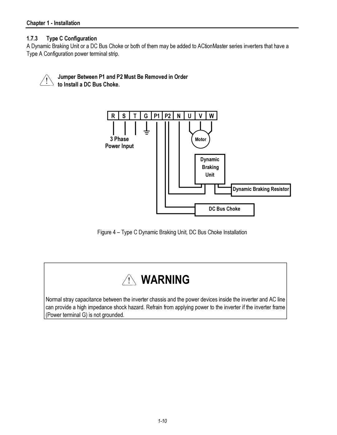 HP 30 30 manual Installation Type C Configuration, Dynamic Braking Unit Dynamic Braking Resistor DC Bus Choke 