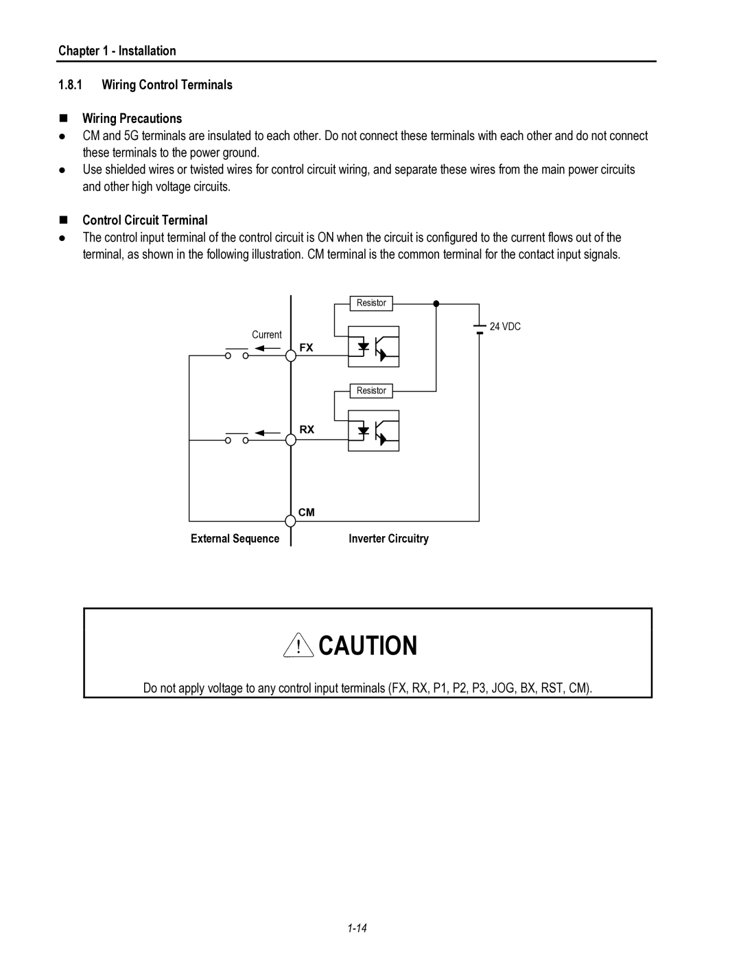 HP 30 30 manual Installation Wiring Control Terminals Wiring Precautions, Control Circuit Terminal 