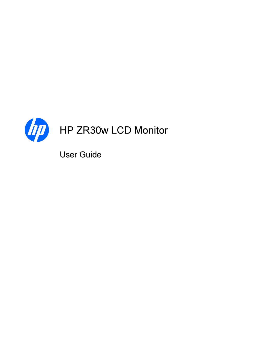 HP 30' Zr30w S-Ips VM617A4RABA, 30' Zr30w S-Ips ZR30w manual HP ZR30w LCD Monitor 