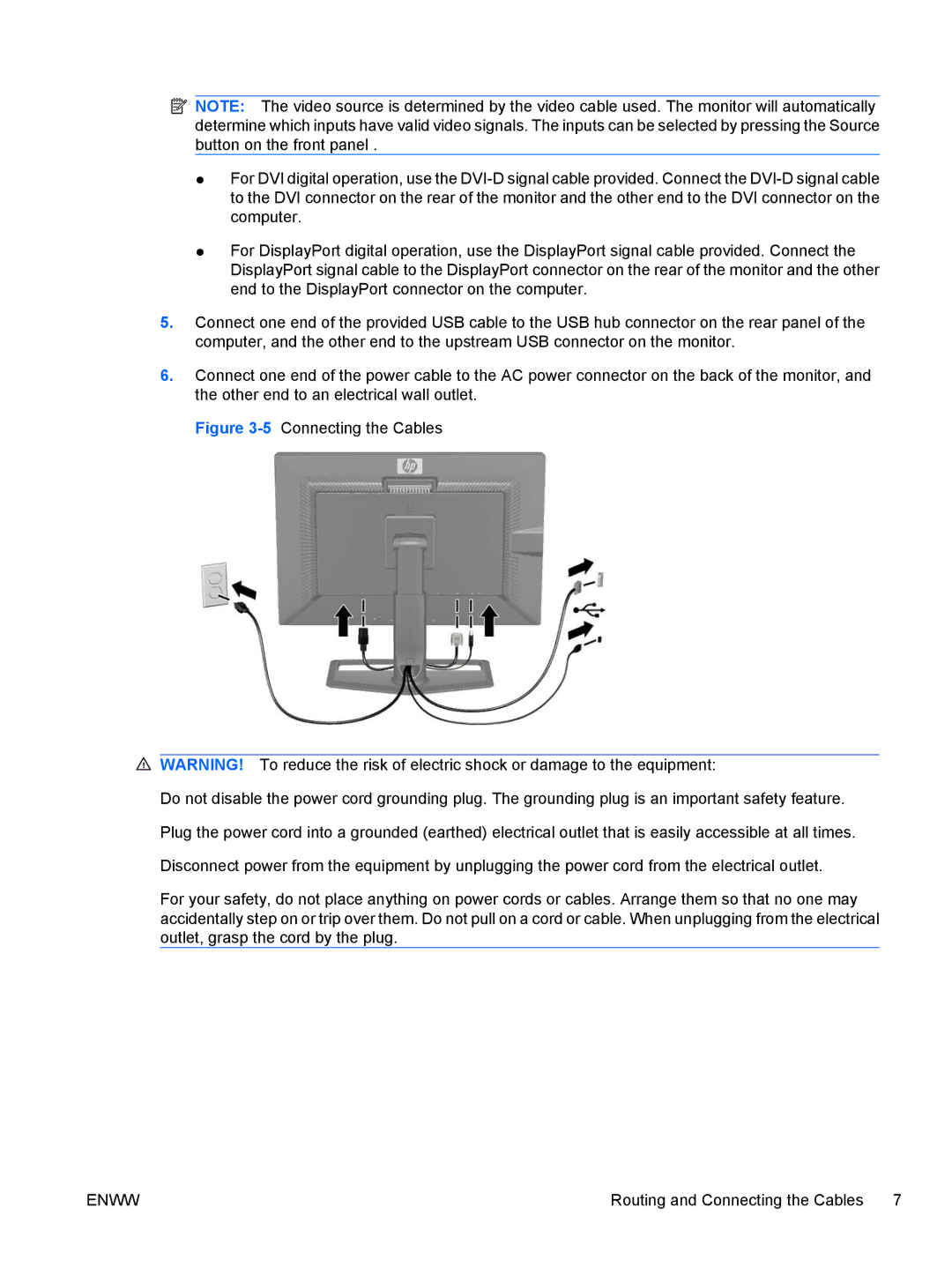 HP 30' Zr30w S-Ips VM617A4RABA, 30' Zr30w S-Ips ZR30w manual Routing and Connecting the Cables 