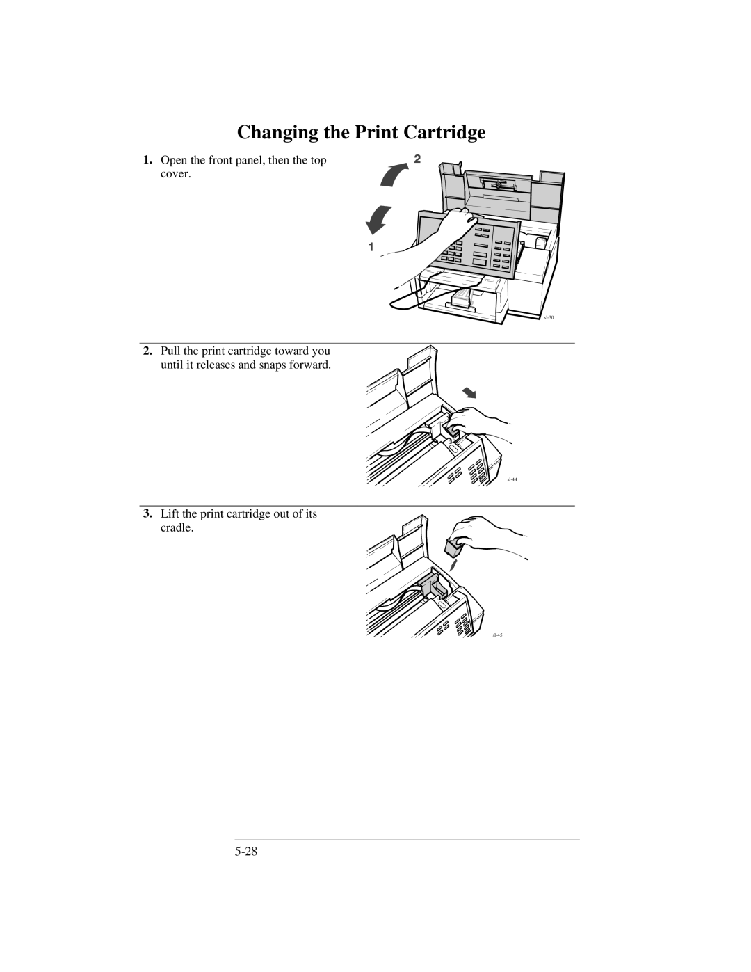 HP 300 manual Changing the Print Cartridge 