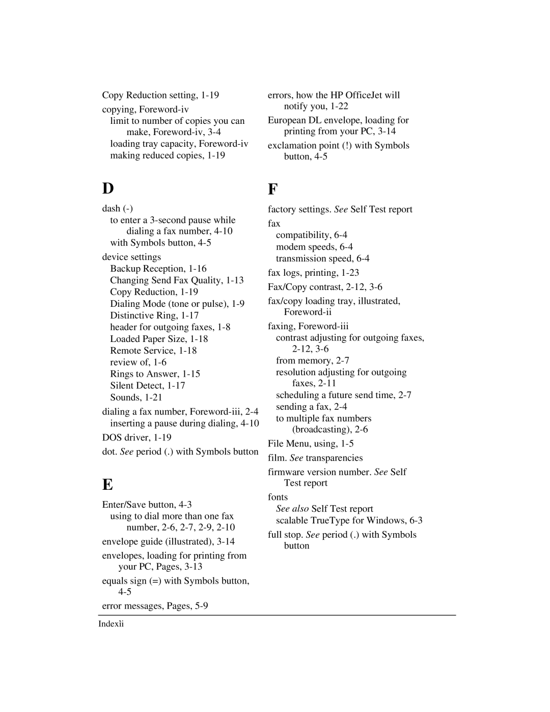 HP 300 manual Index`ii 