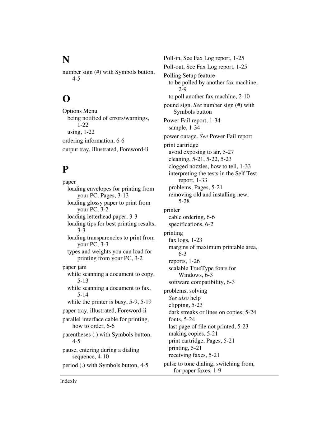 HP 300 manual Index`iv 