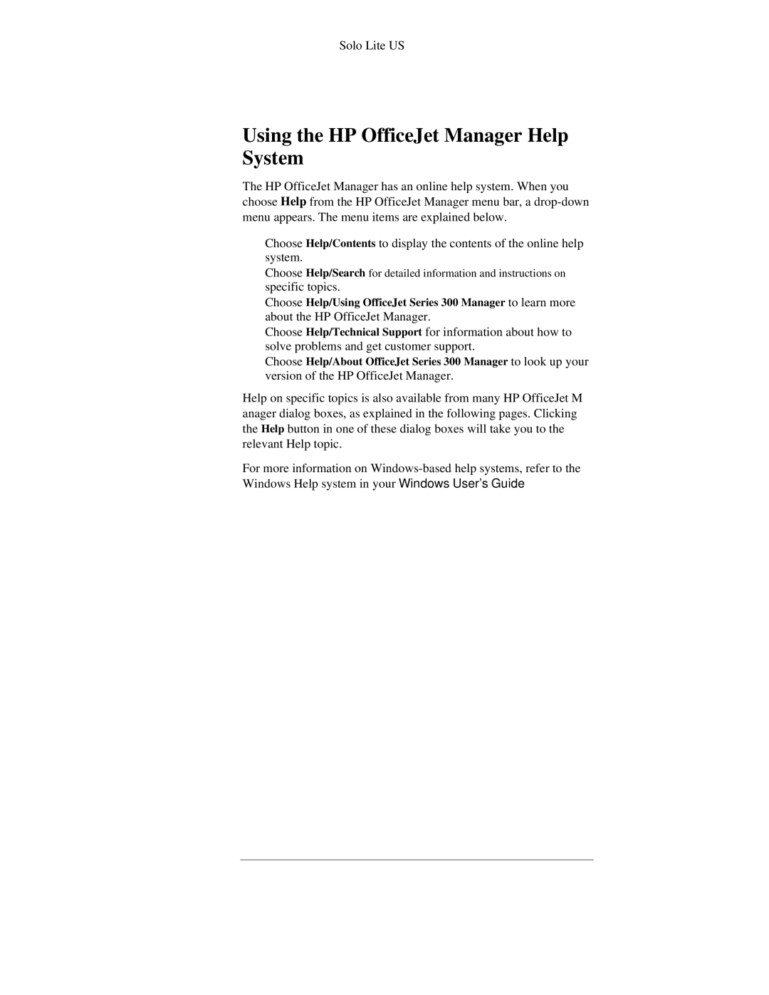 HP 300 manual Using the HP OfficeJet Manager Help System 