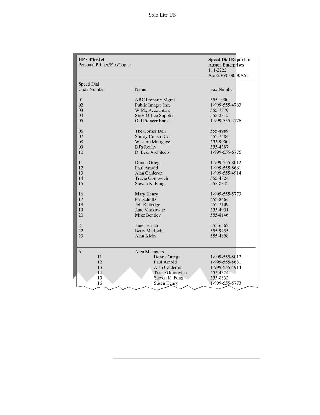 HP 300 manual HP OfficeJet Speed Dial Report for 