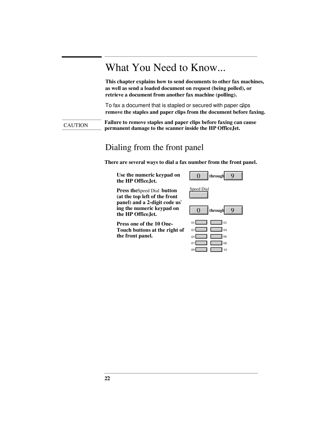 HP 300 manual What You Need to Know, Dialing from the front panel 