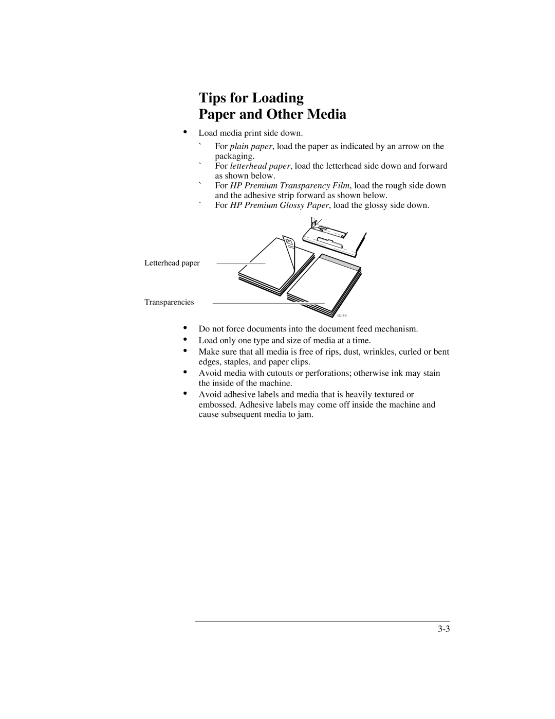 HP 300 manual Tips for Loading Paper and Other Media 