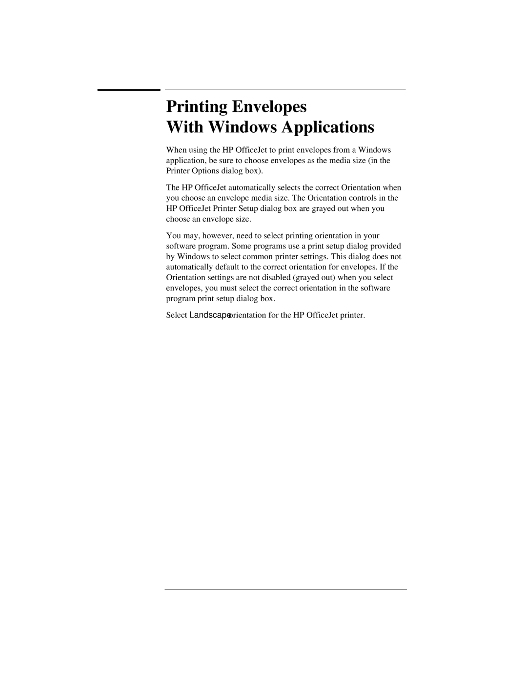 HP 300 manual Printing Envelopes With Windows Applications 