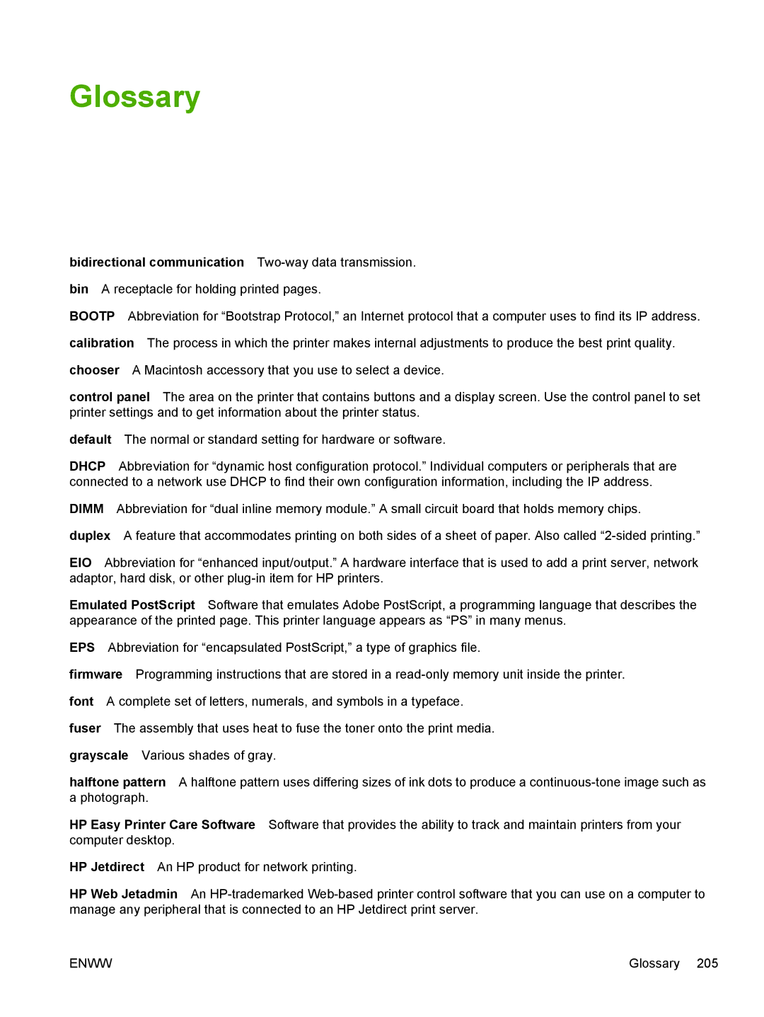 HP 3800, 3000 manual Glossary, Bidirectional communication Two-way data transmission 