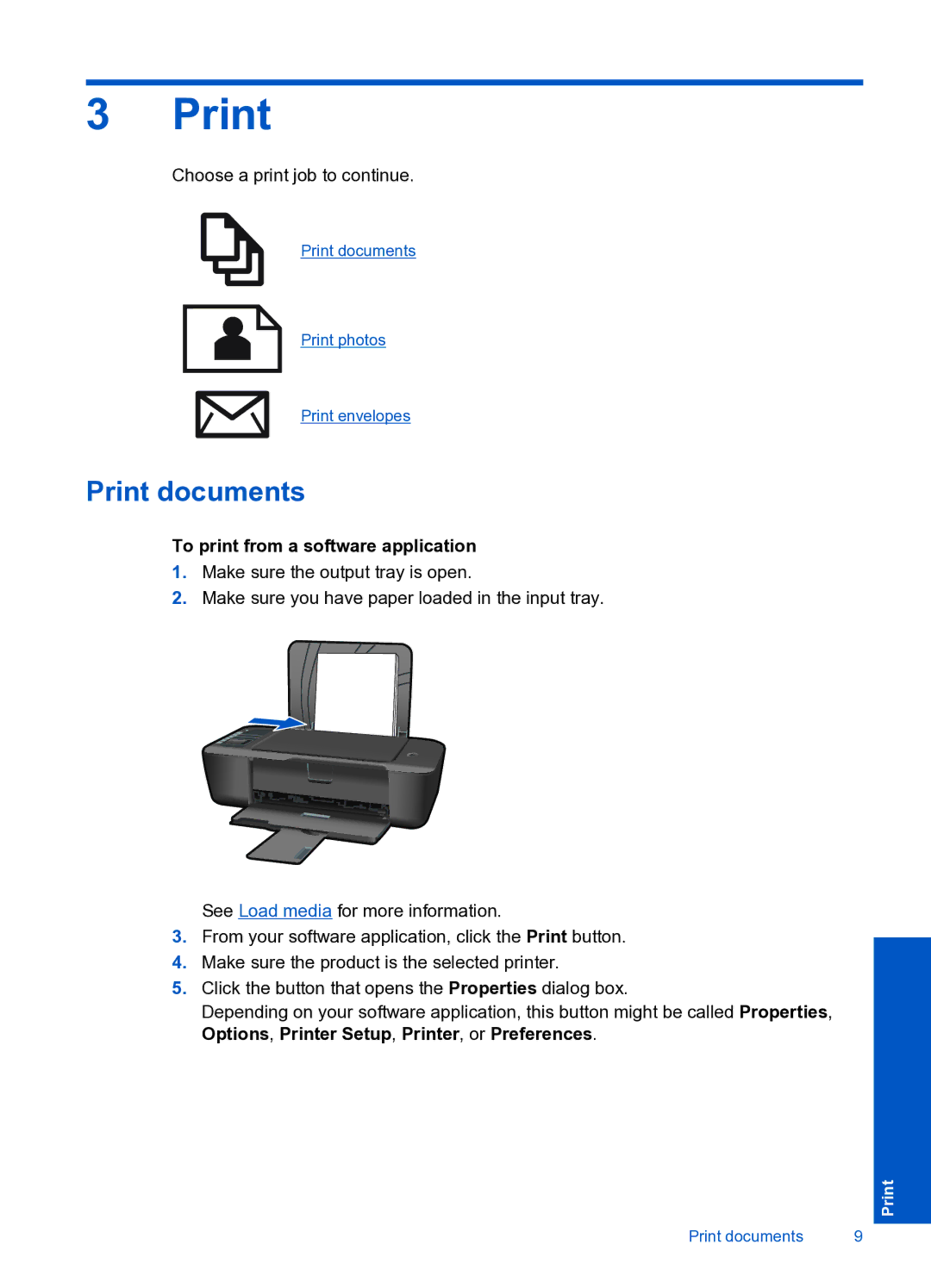 HP 3000 J310A CH393A#B1H manual Print documents, To print from a software application 