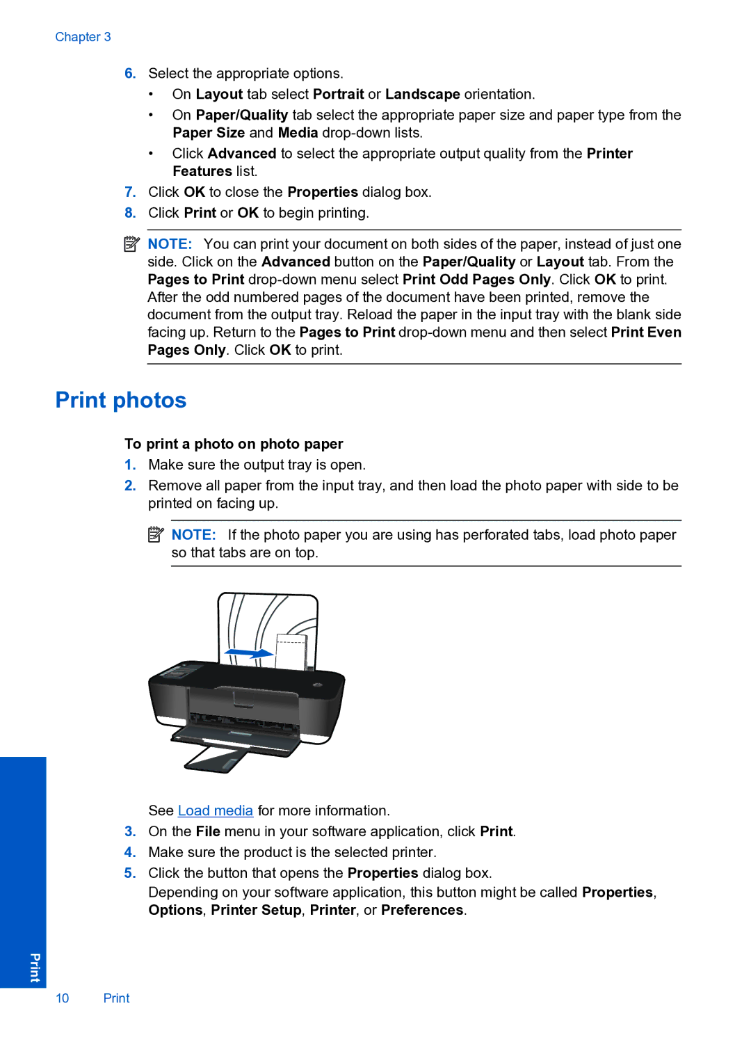 HP 3000 J310A CH393A#B1H manual Print photos, To print a photo on photo paper 