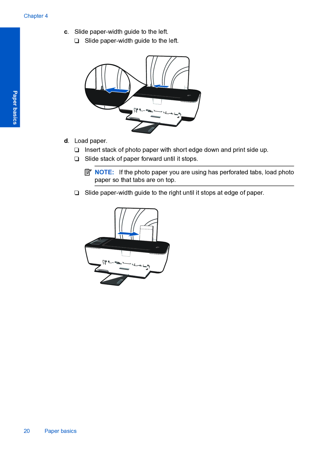 HP 3000 J310A CH393A#B1H manual Slide paper-width guide to the left 