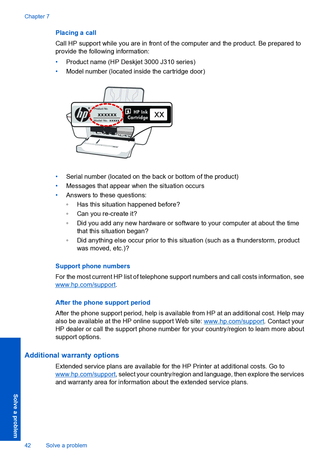 HP 3000 J310A CH393A#B1H manual Additional warranty options 