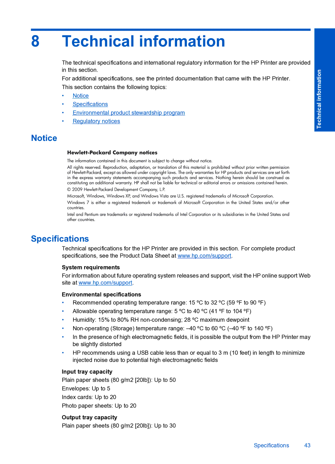 HP 3000 J310A CH393A#B1H manual Technical information, Hewlett-Packard Company notices 