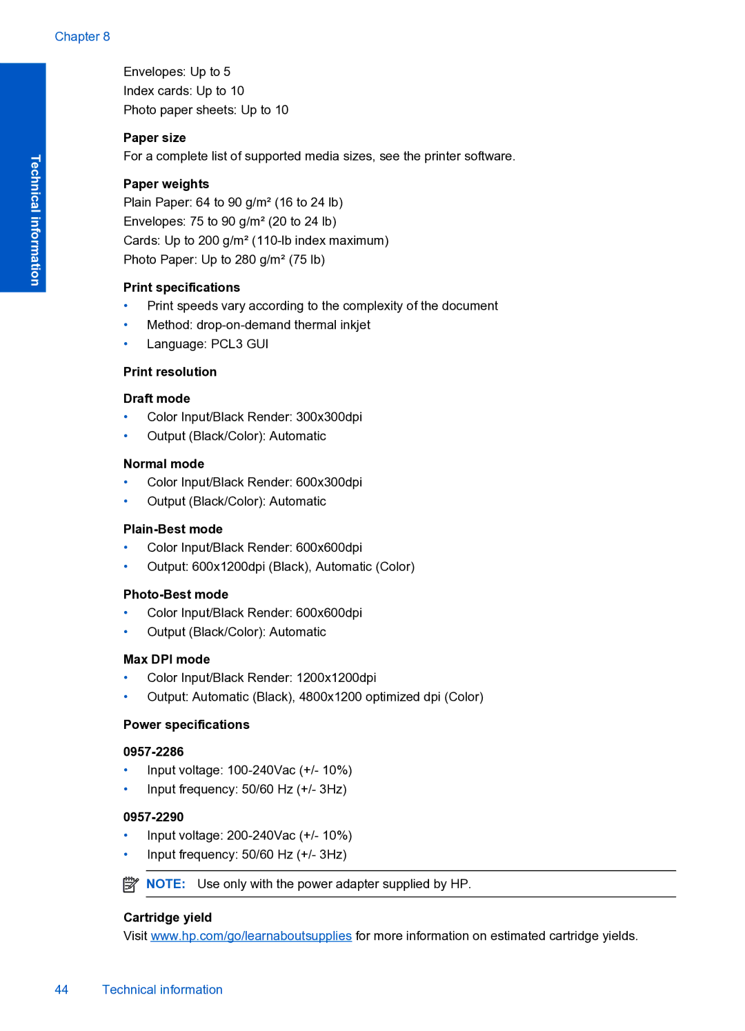 HP 3000 J310A CH393A#B1H manual Paper size 