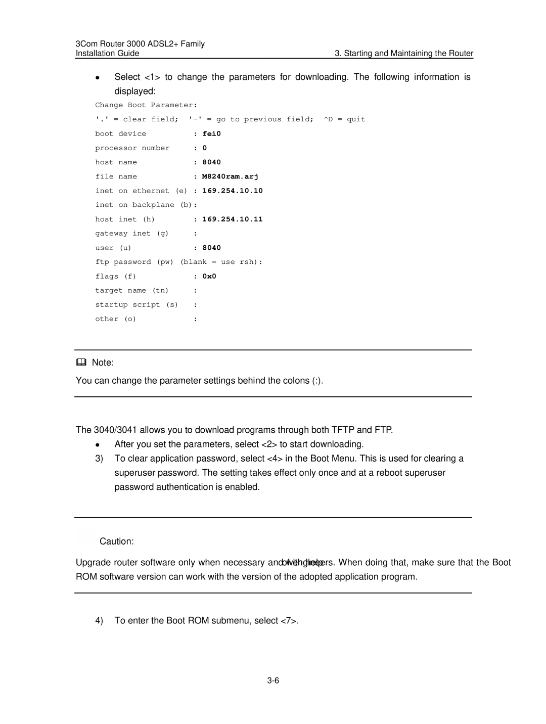 HP 3000 Router manual Fei0 